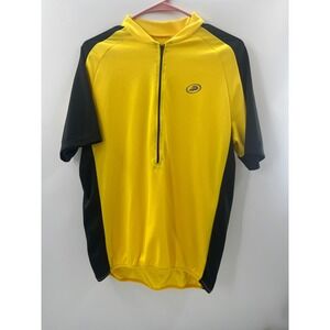 Performance Mens Cycling Jersey Large Yellow Black Quarter Zip Short Sleeve Bike